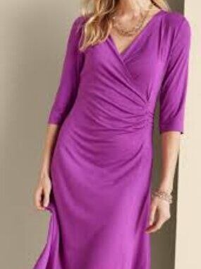 NEW NWT Soft Surroundings Hyannis Dress Faux Wrap Orchid Purple sz. S